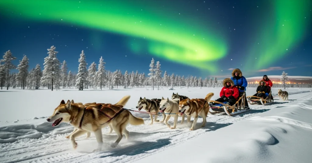 Dog Sledding Under the Aurora in Kirkenes
