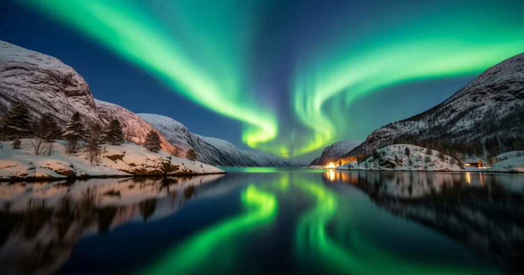 Midnight Aurora Over a Norwegian
